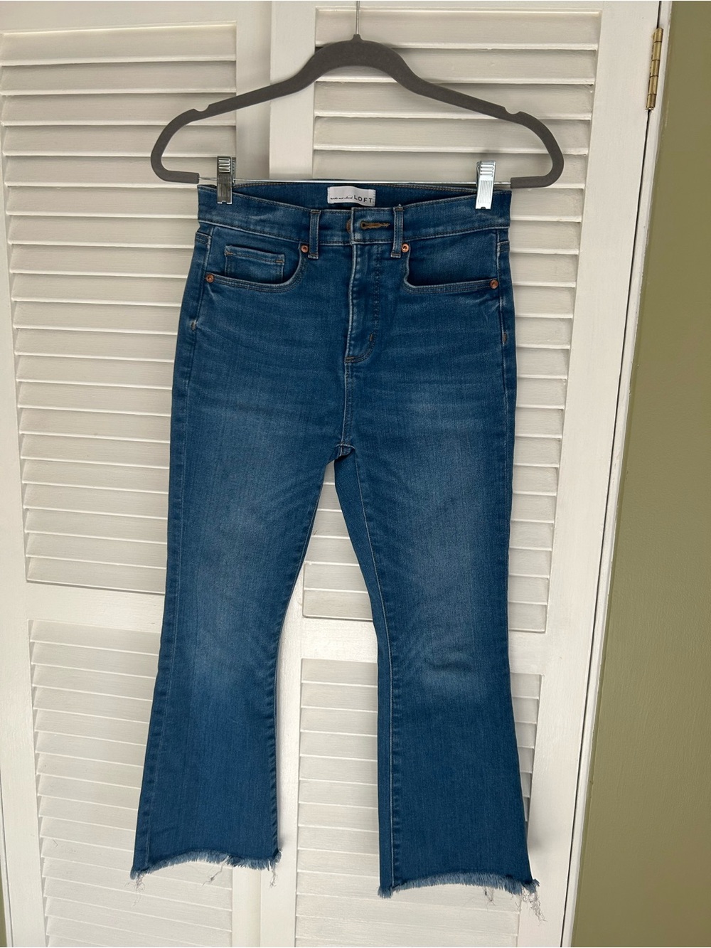 LOFT Medium Blue Cropped Flare Jeans
